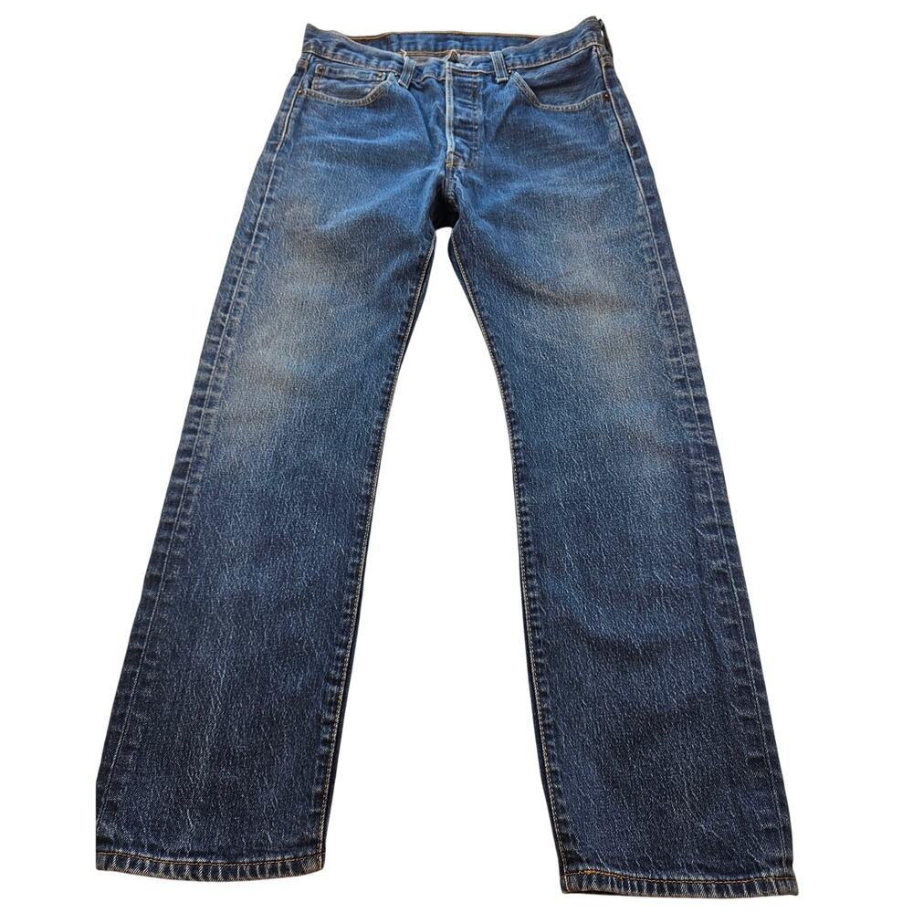 Levis modern waterless 32x30 501 EUC button fly blue jeans casual everyday ^